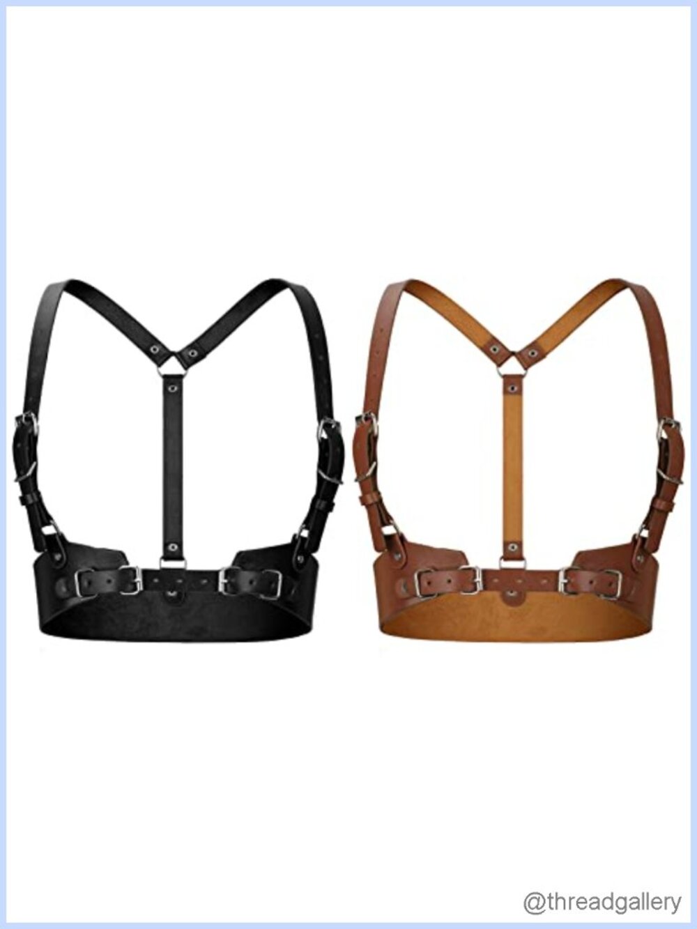 Hicarer 2 Pcs Women PU Leather Waist Belt Harness Body Chain Adjustable Party
